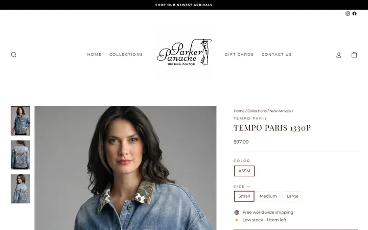 Website page titled Tempo Paris 1330P – Parker Panache
