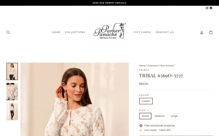 Website page titled Tribal 6369O-5727 – Parker Panache