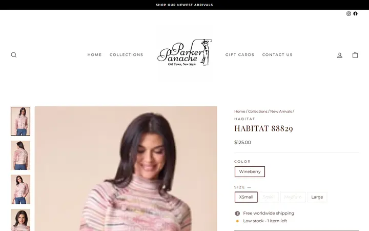 Website page titled Habitat 88829 – Parker Panache