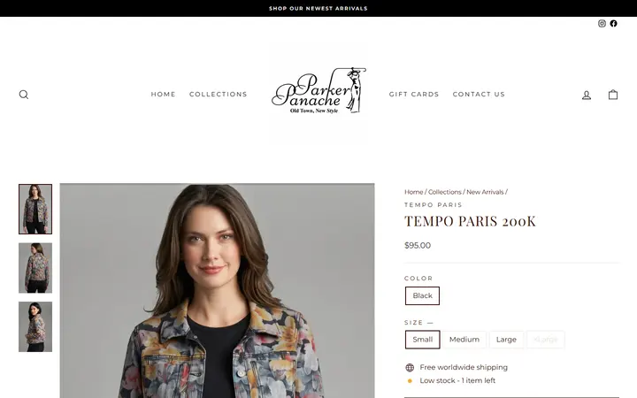 Website page titled Tempo Paris 200K – Parker Panache
